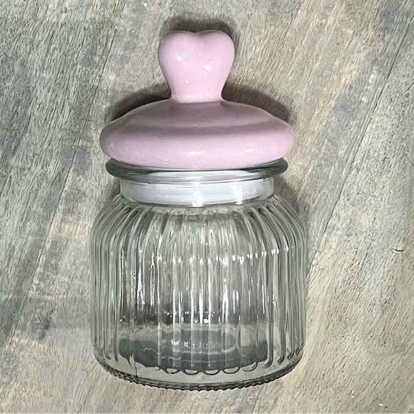 Valentine’s Day 2024 Pink Heart Top Lid Clear Glass Jar Tik Tok Viral - Picture 2 of 3